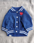 Best Friends Furever Denim Jacket dog jacket with striped heart print embroidered