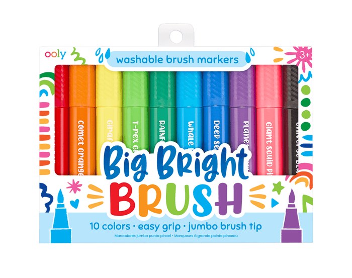 Ooly Big Bright Washable Brush Markers - Set of 10. Available at www.tenlittle.com
