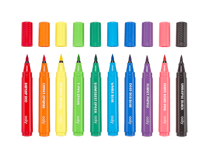 Ooly Big Bright Washable Brush Markers - Set of 10. Available at www.tenlittle.com