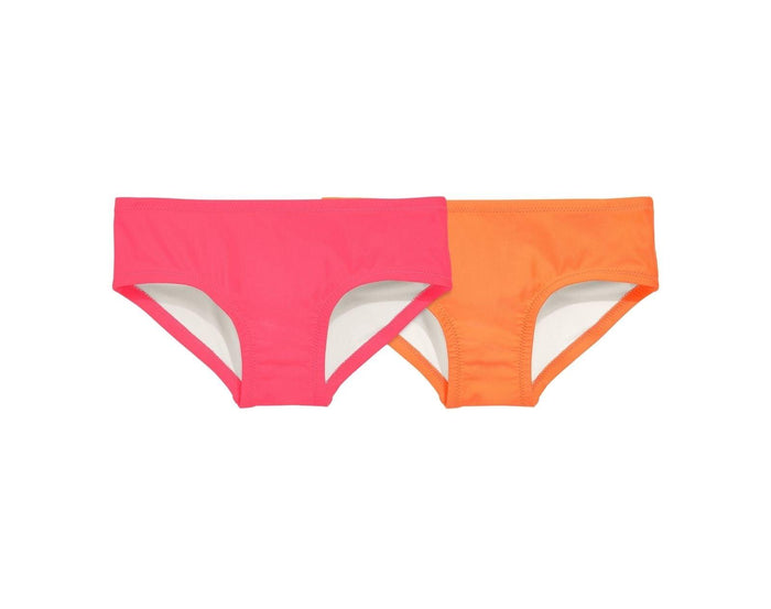 Primary Bikini Bottoms - 2 Pack - Cantaloupe / Bright Azalea. Available at www.tenlittle.com