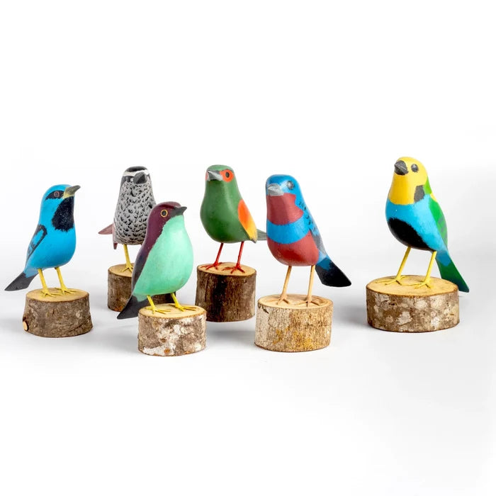 A selection of beautifully made fair trade Birds from Brazil.  Modeled after birds from the region, this artisan makes them from reclaimed wood and supports his family by their production.
