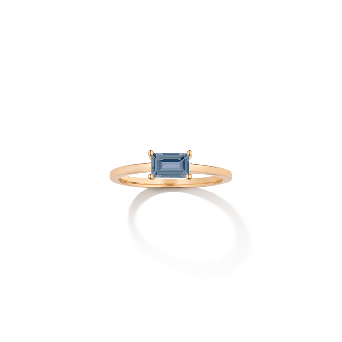 Birthstone Baguette Ring - Alexandrite Vermeil 14k 18k Yellow Gold First