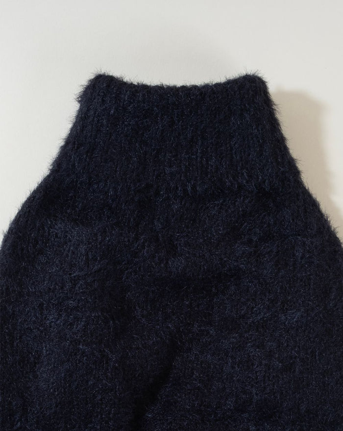 Chic black eyelash knit sweater for dogs, perfect for adding a touch of elegance to your pup's wardrobe.