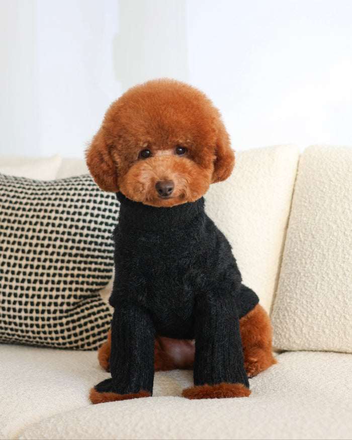 Bobbi Black Eyelash Knit Dog Sweater