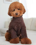 brown eyelash knit dog sweater chocolate fuzzy sweater front view