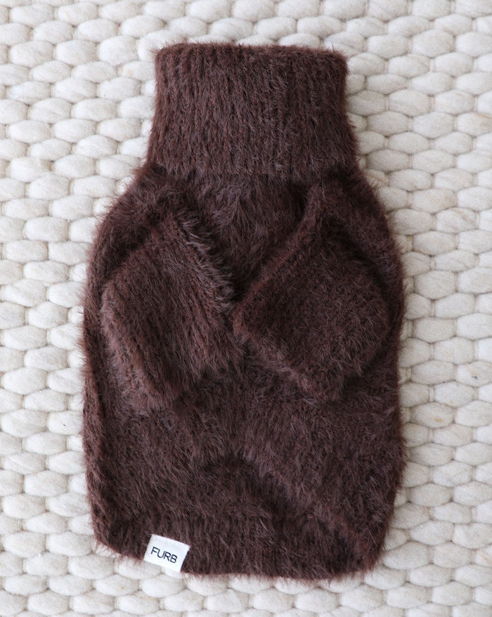brown eyelash knit dog sweater side view soft knit apparel