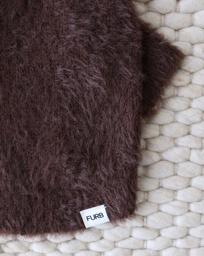 brown eyelash knit dog sweater turtleneck detail image