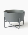 Bone Appétit Grey Elevated Dog Bowl for small breeds like Pomeranians or Maltese, stylish and functional for daily feeding.