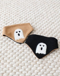 Reversible black and orange dog bandana with playful Halloween theme.
