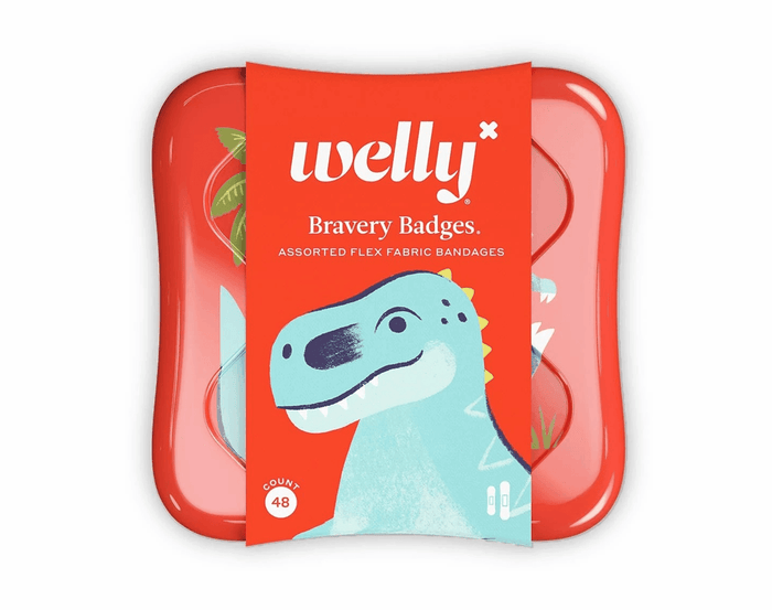 Front view of Welly Bravery Bandages - Dinosaur. Available at www.tenlittle.com