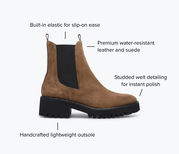 Freda Salvador Brooke rain-resistant boot in brown leather with waterproof features and stylish ankle design.
