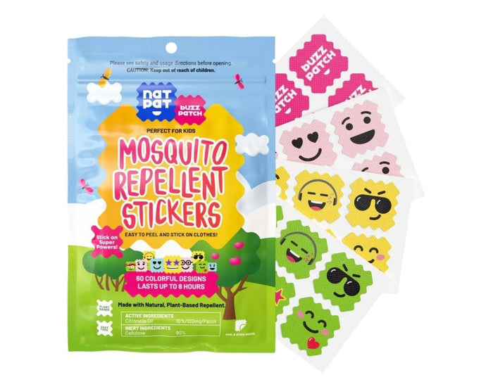 NATPAT BuzzPatch Mosquito Repellent - 24 Patches. Available from www.tenlittle.com