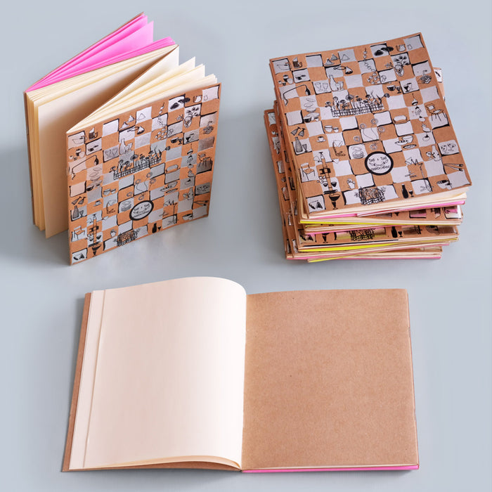CAHIER ZIGZAGANT, argent & rose