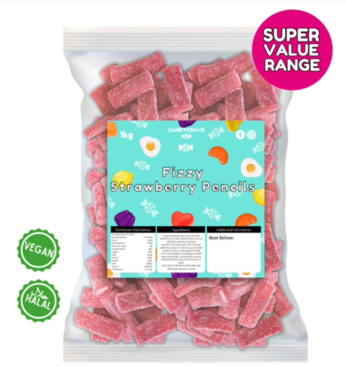 Candycrave Super Value Strawberry Pencils 1kg