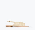 Freda Salvador Carmen slingback sandal with vanilla woven front and sleek strap design on a neutral background.