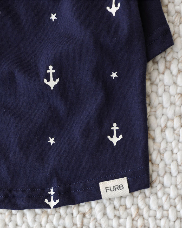 breathable cotton dog tee with anchor design, casual pet clothing for everyday wear