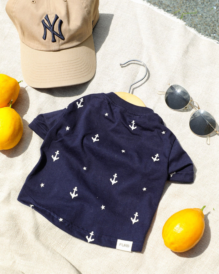 Casual Cutie Blue Anchor Dog T-Shirt
