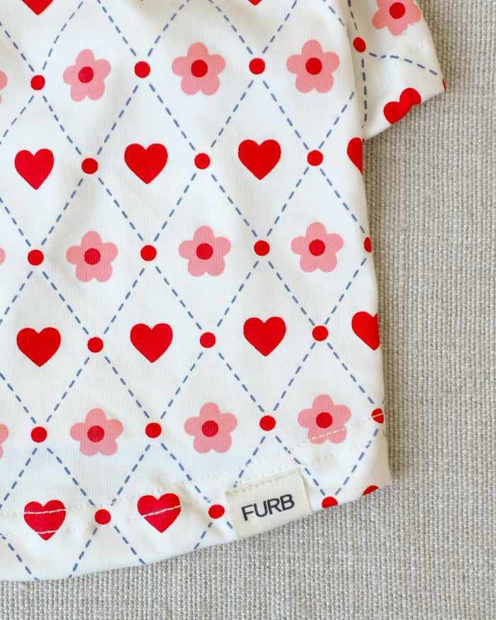 Casual Cutie Heart Argyle Dog T-Shirt, dog t-shirt for stylish dogs with argyle heart print