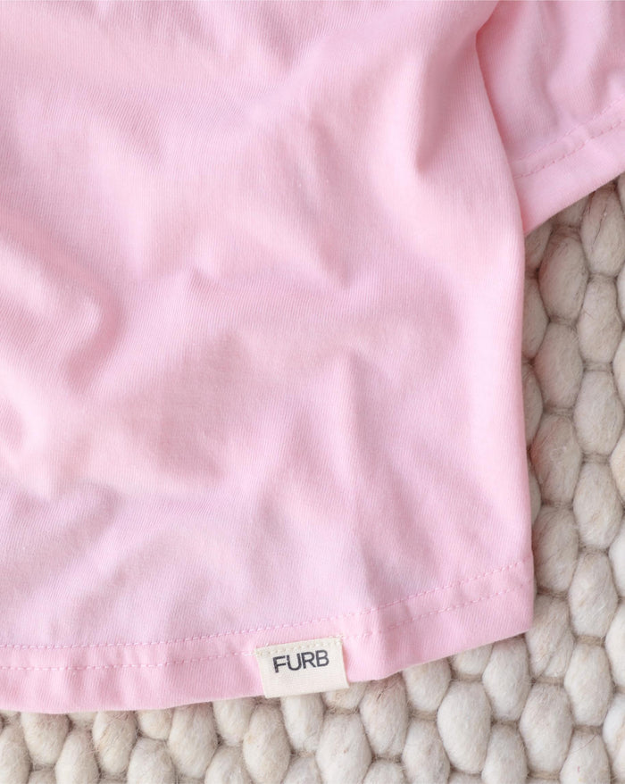 Comfortable pink dog t-shirt for Cavaliers, Boston Terriers, and Shih Tzus. Ideal for casual walks or home lounging.