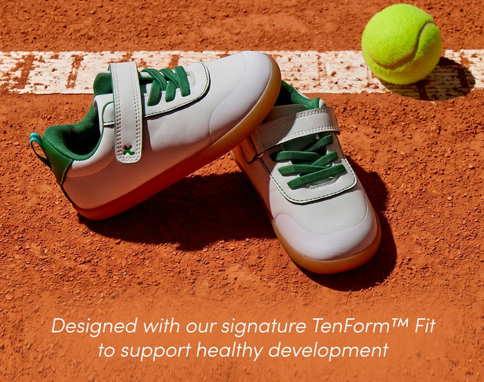 Side and top view of Ten Little Centre Court Sneakers designed with our signature TenForm™ Fit to support healthy development. Available at www.tenlittle.com