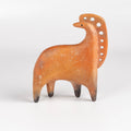 Formed from solid clay and refined by hand, this "one of a kind" ceramic creature is made out of red earthenware and red terra sigillata before getting pit fired in the wilderness. Made by Carol Horst in Los Angeles.