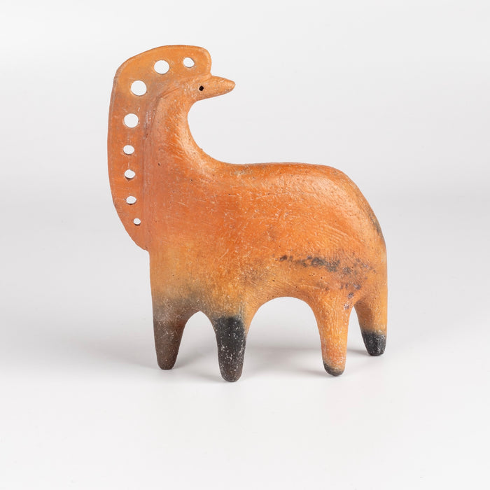 Other side of red earthenware ceramic crature by Carol Horst.