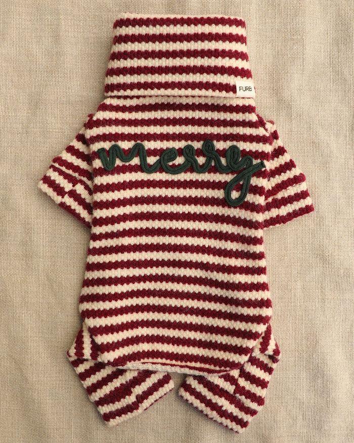 Charli Merry Dog Onesie dog onesie with striped embroidered