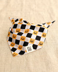 Check-or-Treat Pumpkin Bandana dog bandana with check checkerboard pumpkin