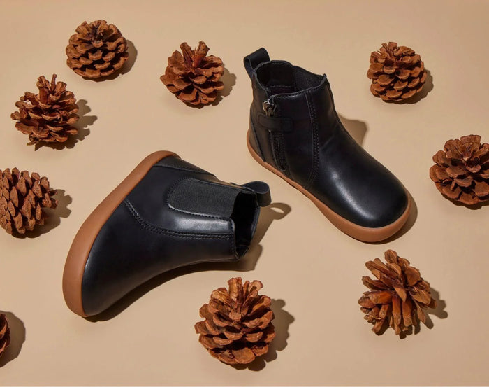 Top and side view of Ten Little Chelsea Boots - Classic Black. Available at www.tenlittle.com