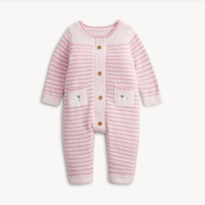 Chenille Sweater Romper-Pink