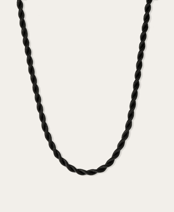 Chunky Twisted Black Satin Cord Necklace for Big Beads