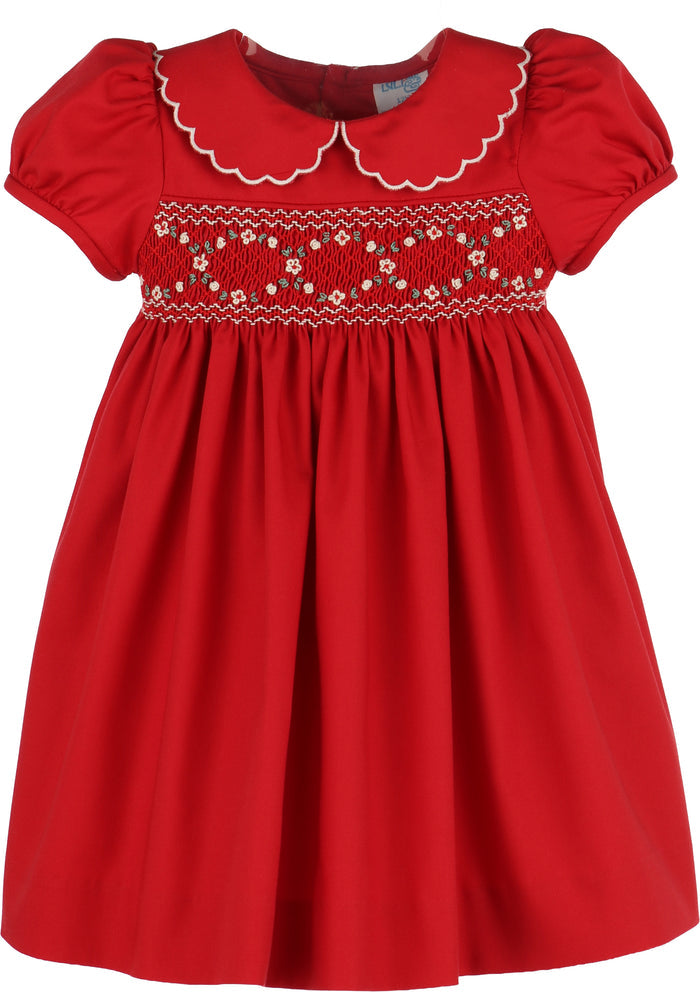 Classic Smocked Floral Embroidery Dress