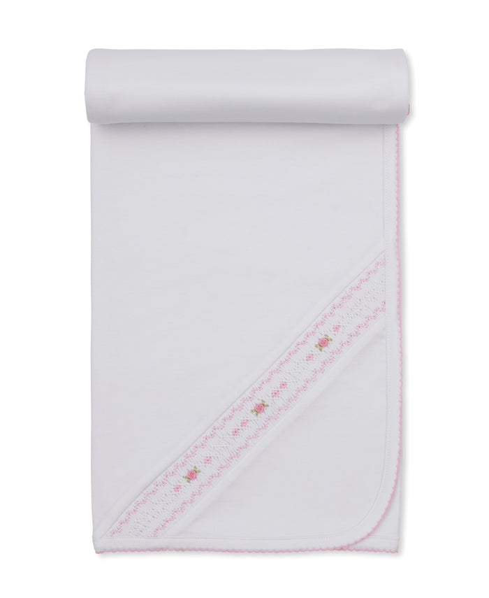 CLB Fall 26 White/Pink Hand Smocked Blanket