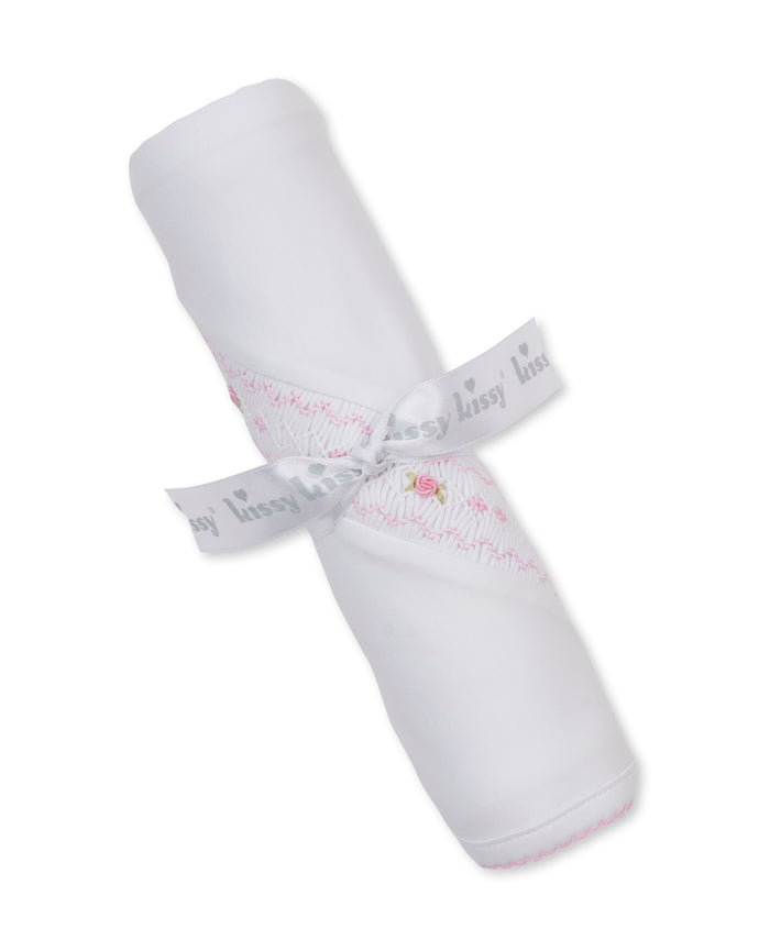 CLB Fall 26 White/Pink Hand Smocked Blanket
