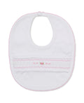 CLB Fall Medley 26 White/Pink Hand Smocked Bib