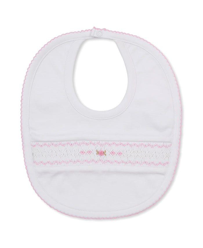 CLB Fall Medley 26 White/Pink Hand Smocked Bib