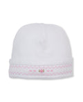 CLB Fall Medley 26 White/Pink Hand Smocked Hat