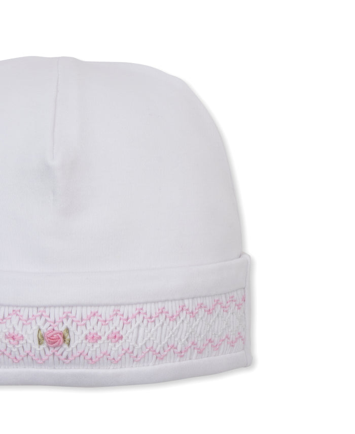 CLB Fall Medley 26 White/Pink Hand Smocked Hat