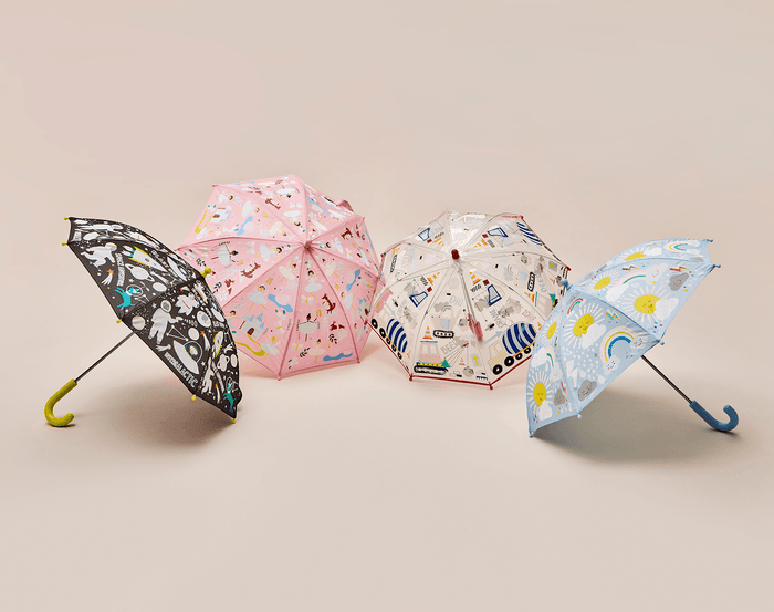 Ten Little Color Changing Umbrella Sun & Clouds, Construction, Space and Enchanted- Available at www.tenlittle.com