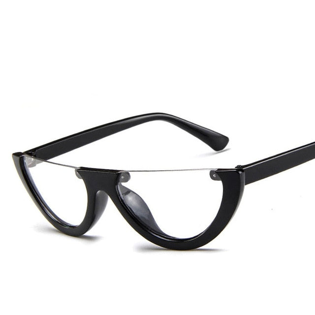 Cool Trendy Half Frame Rimless CatEye Sunglasses Women 2019