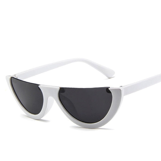 Cool Trendy Half Frame Rimless CatEye Sunglasses Women 2019