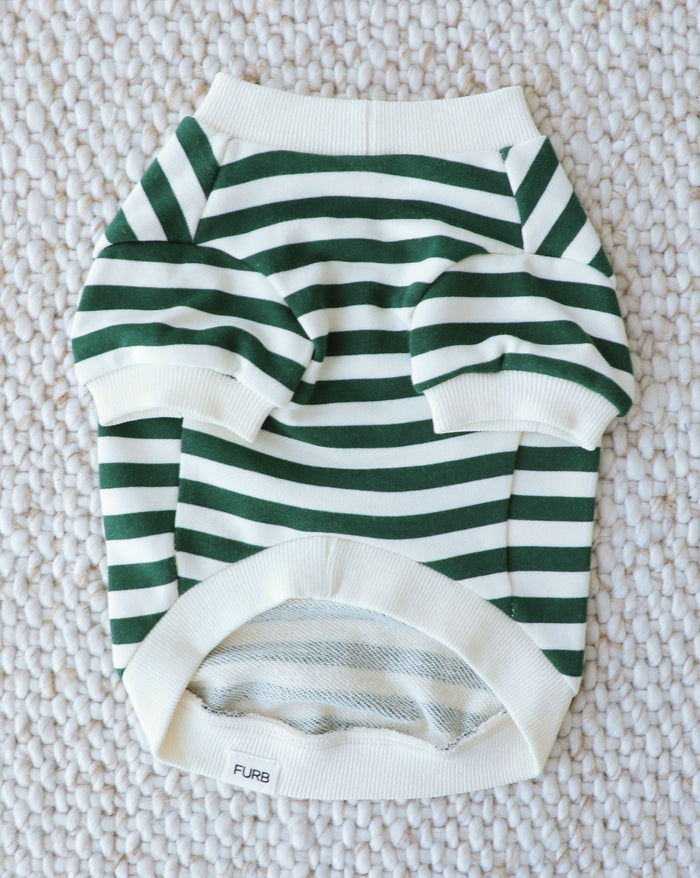 stylish striped dog clothing with ribbed details, comfortable sweatshirt designed for everyday wear