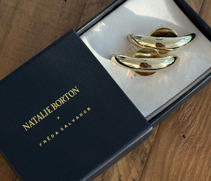 Gold Crescent Loafer Charm by Natalie Borton Designs, a stylish accessory featuring a detailed loafer design on a keyring.