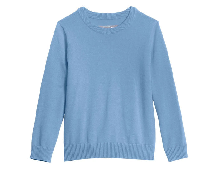 Primary French Terry Sweater - Vintage Blue. Available at www.tenlittle.com