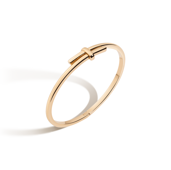 Crossover Hinged Bracelet Stainless Steel Yellow Gold 7in
