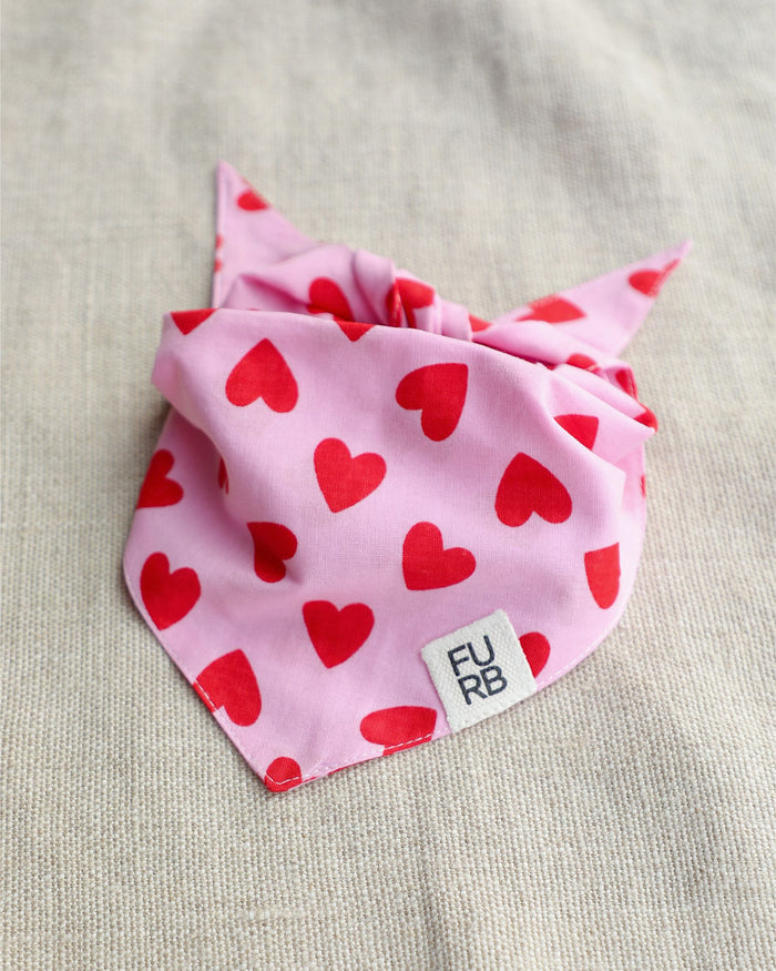 Cupid's Bow Heart Print Bandana dog bandana with heart print