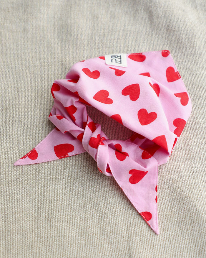 Cupid's Bow Heart Print Bandana – stylish dog bandana in heart print