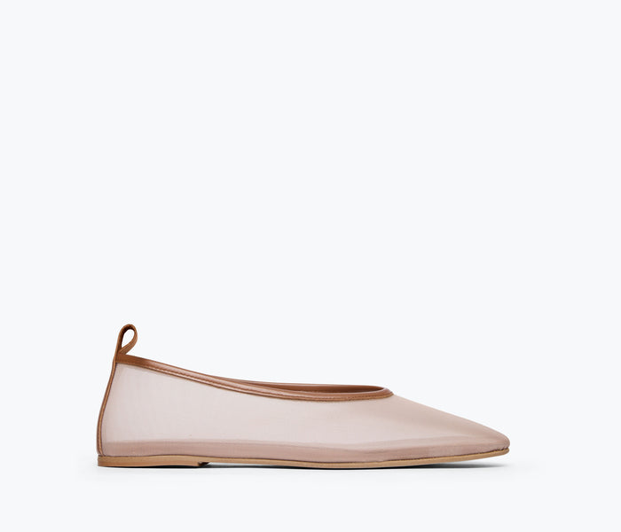 Freda Salvador Daisy Mesh Flat showing a front view with stone mesh design and no laces, stylish slip-on footwear.