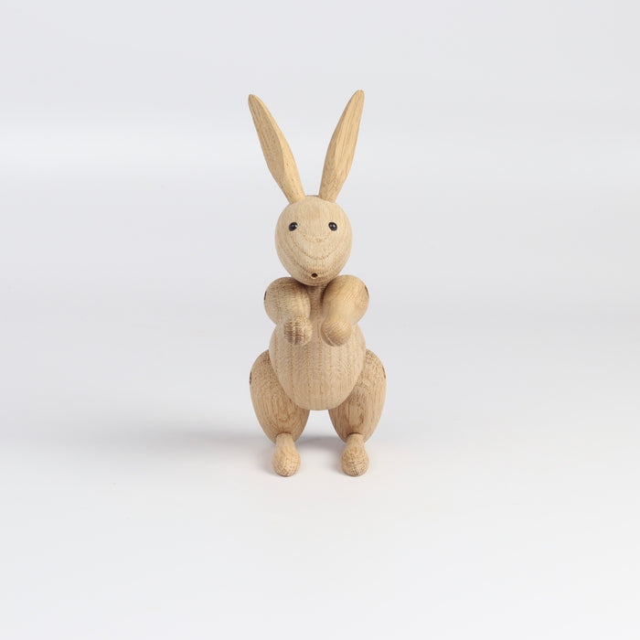 Kay Bojesen Wood Rabbit on white background.