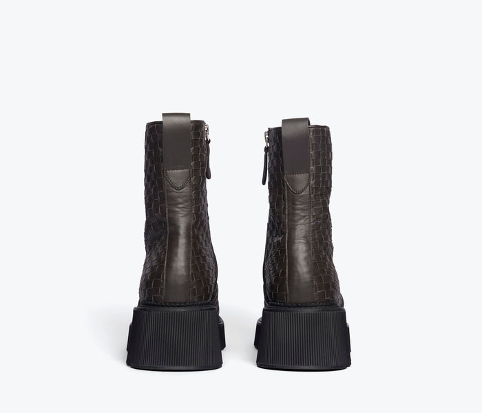 Freda Salvador Darla woven Chelsea boot in espresso leather with low heel, stylish slip-on ankle boot for women